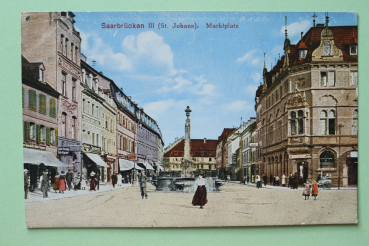 Postcard PC Saarbruecken III St Johann 1918 street shops Town architecture Saarland